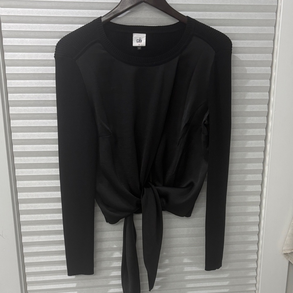 CAbi Black Long Sleeve Tie-Front Top